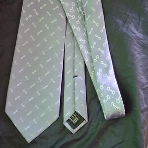 Gucci Vintage Silk Light Blue and White Bit Pattern Tie